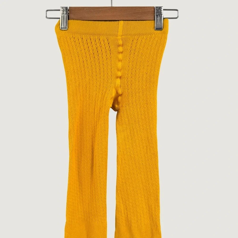Gucci Pointelle Knit Footed Tights Mustard Yellow Stretch